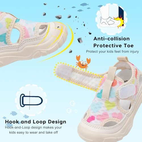 BARERUN Kids Toddler Water Shoes for Boys Girls Baby Sandals Sneakers Beach Garden Swim Anti-Slip Breathable Quick Dry Lightweight Slip-on Sport Sandals Beige Size 4.5 angle 5