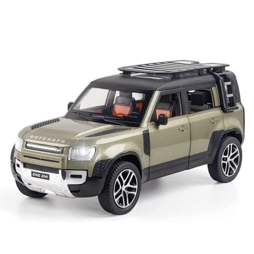 Image of WORSHIPER 1:24 Big Land Rover Defender Diecast Model Metal Pull-Back Car with Sound Light and Opening Doors: A Kids' Toy Vehicle Gift. (1:24 Defender - Green)