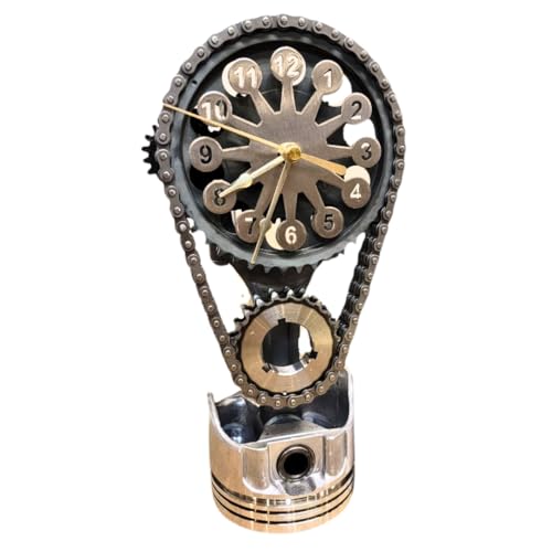 Chevy Small Block V8 Rotating Gear Clock Stainless Steel Timing Chain Desk Clock by Clock9Nine Chevy Truck Garage Decor Muscle Car Gift Hot Rod Man Cave Collectible Car Show Trophy