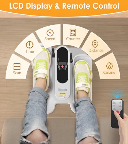 Image of Under Desk Elliptical Machine for Senior, Quiet Motorized Leg Exerciser with Smart Remote, Pedal Exerciser with Adjustable Speeds for Auto /Manual Modes, LCD Monitor, Easy to Use for Home Office