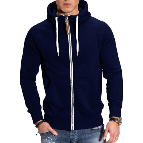 Ymosrh Men's Zip Up Hoodies, Long Sleeve Casual Fleece Lined Athletic Workout Hooded Sweatshirts with Pockets, S-2XL - Main Image
