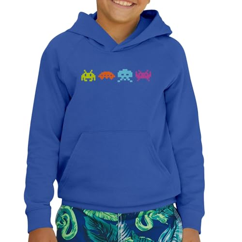 Sweat à capuche enfant pixel invaders jeux video game retro 80's 8 bits premium