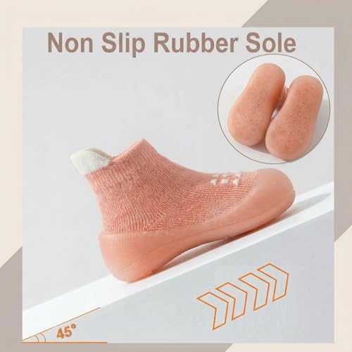 Image of Hstyle Baby Sock Shoes Toddler Boys Walking Shoes Infant Slippers Sneakers | Non-Slip,Soft Rubber Sole,Lightweight,1st Birthday Gifts for Baby Boys Girls