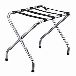 VINN DUNN Folding Luggage Rack Suitcase Stand,nylon webbing strap,Chrome Stainless Steel