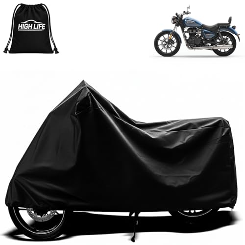 Image of Waterproof Bike Cover Compatible for Royal Enfield Meteor 350 | Dustproof & UV Protection Two Wheeler Body Cover for Outdoor & Indoor (Black)