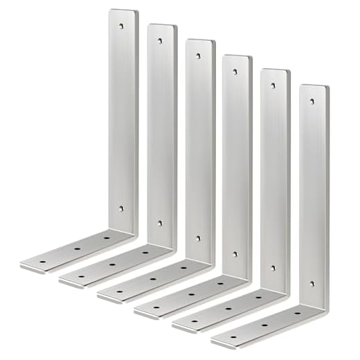 Stainless Steel Floating Shelf Brackets, 6 Pack