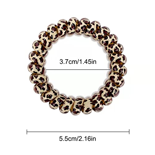 10 Piece Spiral Hair Ties For Thick Hair, Coil Elastics Hair Ties, Multicolor Medium Spiral Hair Ties, No Crease Hair Coils, Telephone Cord Plastic Hair Ties For Women And Girls (Leopard) #TOP4