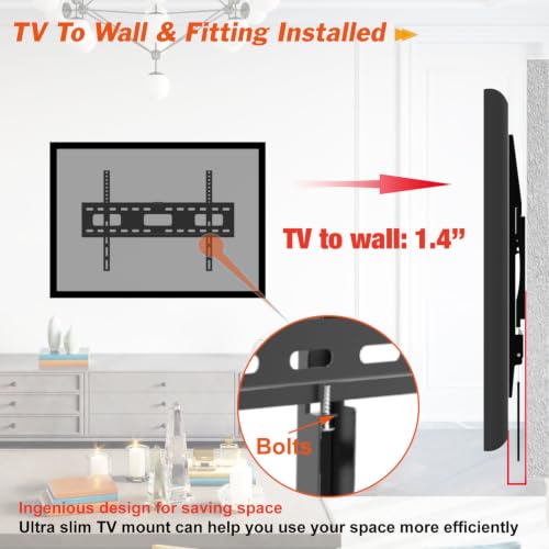 Image of AUDIOVAN Panel Mount Heavy Duty Interactive Panel Wall Mount Bracket (AVT-D65) for 55 inch to 100 inch Large Displays, Max VESA 900x600mm, 120kg Load Capacity, Ultra Slim (Black Fixed WALL Mount, D-65)