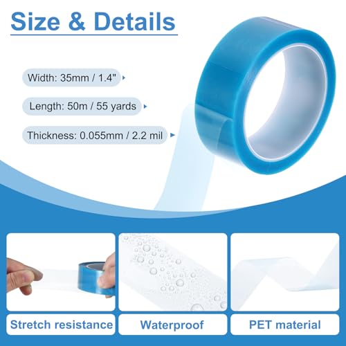 Image of PATIKIL 35mm x 50m Refrigerator Tape PET Fridge Non-Residual Adhesive Tape for Fixing Drawer Refrigerator Air Conditioner Printer Sky Blue