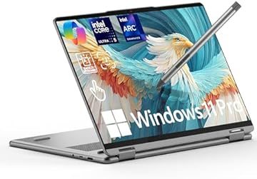 Yoga 7i 2 in 1 Laptop, 14" 2K OLED Touchscreen Display, AMD Ryzen AI 5 340(Up to 50 Tops), 16GB LPDDR5X RAM 512GB SSD, FP, WiFi 7, 22H Battery Life, SD Card Reader, Win 11 Pro