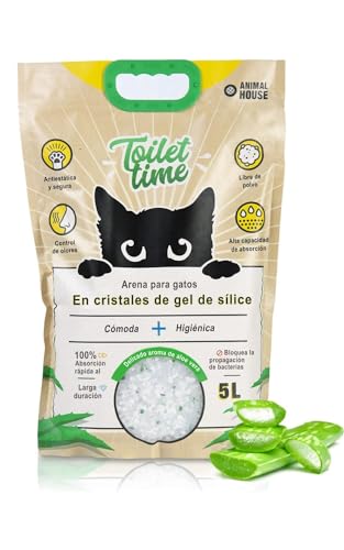 Animal House Toilet Time - 5L Lettiera In Cristalli Di Silicio Per Gatti - Antistatica E Sicura - Priva Di Polvere - Ultra Assorbente - Trattiene Gli 