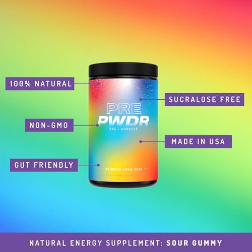 Image of Pre-Workout Powder, All Natural Pre Workout for Energy, Pump, Endurance & Strength, with Caffeine (Rainbow Snowcone)
