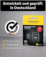 Intenso Premium microSDHC 16GB Class 10 UHS-I Speicherkarte inkl. SD-Adapter (bis zu 90 MB/s) schwarz – Ansicht 4