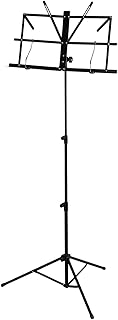 CASCHA Notenständer aus Metall - stabiler Notenhalter mit einstellbarem Neigungswinkel & Notenklemmen - zusammenklappbar und höhenverstellbar - für Kinder & Erwachsene - Notenhalter schwarz