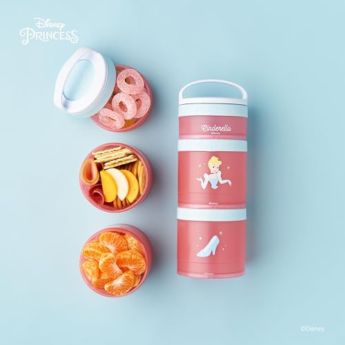Image of Whiskware Disney Princess Cinderella, Stackable Snack Containers for Kids, 3 Stackable Snack Cups for School or Travel, Backpack and Cupholder Friendly, Glass Slipper