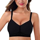 As Fairy bügelloser Push-Up-BH für Damen, vollständige Abdeckung, Nahtlose BHS mit Halt, reguläre und Übergröße (Schwarz L)