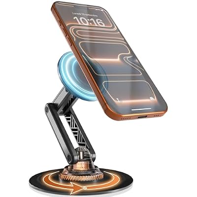 COOPER Mag360, Desktop MagSafe Stand for iPhone 17 Pro Max (16/15/14/13/12), Magnetic Phone Holder for Desk, 360° Rotating, Height Adjustable, Magnetic Phone Stand for Desk, with Metal Ring (Black)