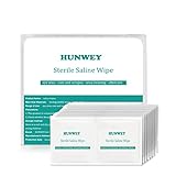 HUNWEY Saline Wipes - 48ct Unscented Cleansing Face Eye Wound Aftercare Swabs for Baby Adult Travel...