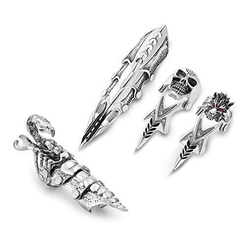 Jovivi Men's Jewelry Double Loop Activity Ring Armor Shape Punk Style Rings,4pcs