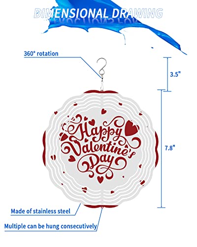 Happy Valentine's Day Wind Spinners For Yard And Garden, Hanging Metal Red Love Heart Red Lace Wind Sculptures & Spinners - Stainless Steel 3D Yard Decoration Outdoor, 8 Inch #TOP1
