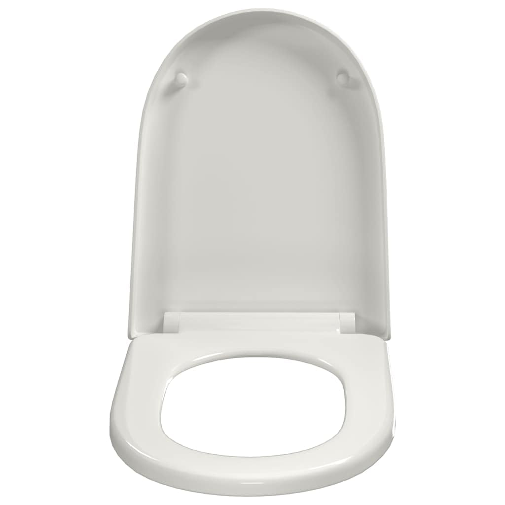 Deska sedesowa wolnoopadająca i Softclose, biała, kwadratowa, z systemem Quick-Release, wykonana z polipropylenu, 46 x 36 cm, zdejmowana, do standardowej WC, łatwy montaż, higieniczna