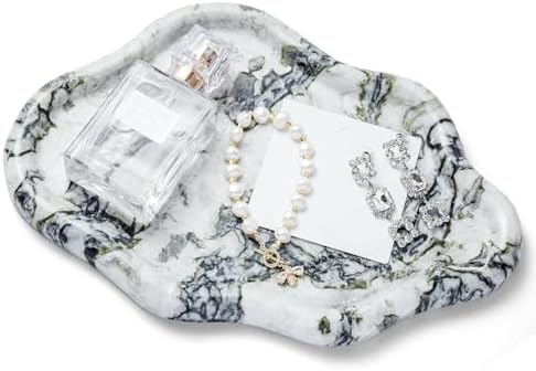 Natural Marble Tray With Scalloped Edge | Calacatta Viola Stone | 10.6 X 8 Inches | Luxury Vanity Organizer | Home Decor