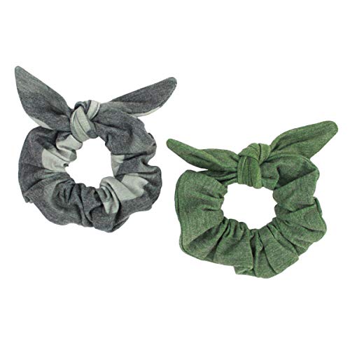 Maven Thread 2 Count Hair Scrunchies Elastic Hair Bands Scrunchy Hair Ties Accessories for Women or Girls Camo Green - HUSTLE Set