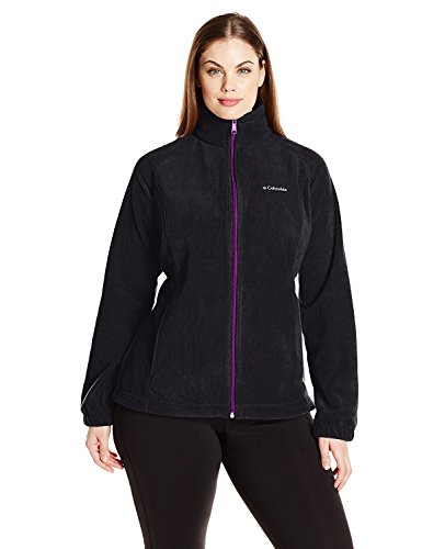 Columbia Benton Springs Chamarra de forro polar con cierre completo para mujer, color negro/ciruela, talla S petite, Negro/Ciruela, S Petite