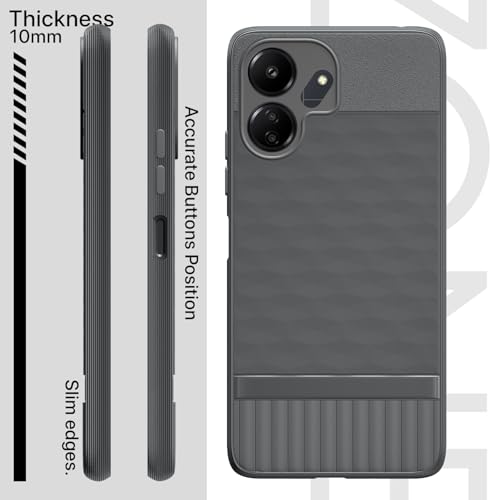 Image of Pikkme Back Cover for Redmi 13c 4G / Redmi 13c 5G / Poco C65 Camera Protection 3D Hexa Cube Design Silicone Protective Bumper Case (Grey)