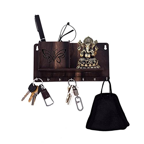 NIRGUN EMPEXAntique Wooden Key Holder | Mobile Charging Stand Key Holder | for Home, Office | Wall Decor Handicraft