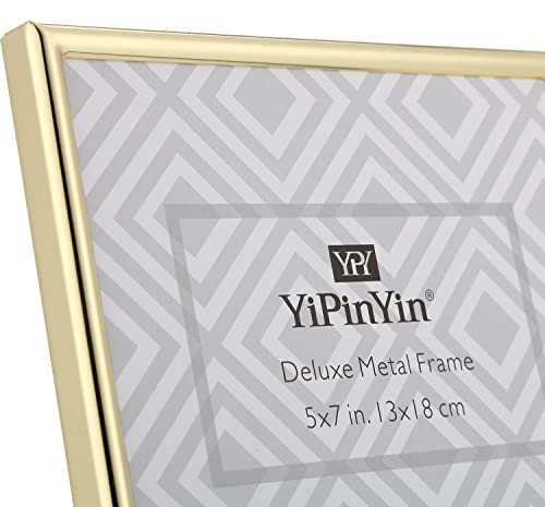 Yipinyin 4X6''Hinged Double Simply Gold Metal Picture Frame, Elegant Narrow Plated Metal Photo Frames 4 X 6'' With Soft Touch Velvet Backing For Desktop #TOP6
