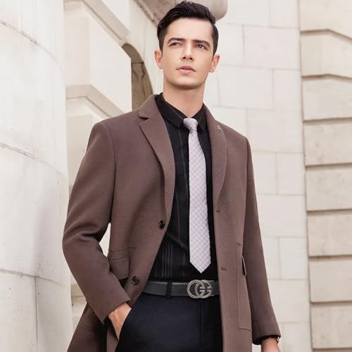 Image of Aurolran Men&Womens Leather Dress Belt Business Automatic Buckle Belt Color-Black Silver Gold