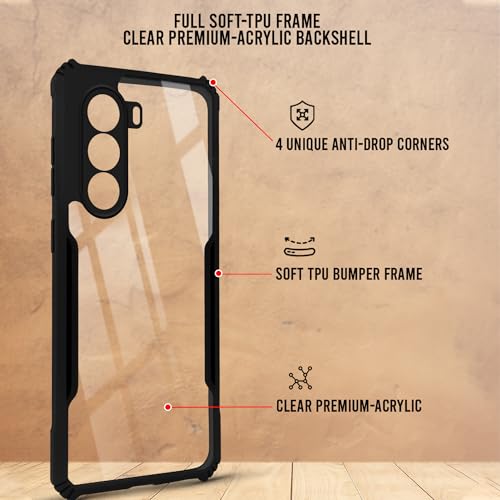 Image of Jkobi Hybrid Back Cover Case for Realme P4x (Shockproof with Polycarbonate Clear Panel | Professional Black)