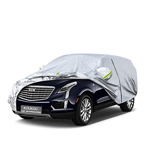 Image of Koukou 6 Layers Car Cover Custom Fit Cadillac XT5 from 2016 to 2025, Waterproof All Weather for Automobiles, Sun Rain Dust Snow Protection.