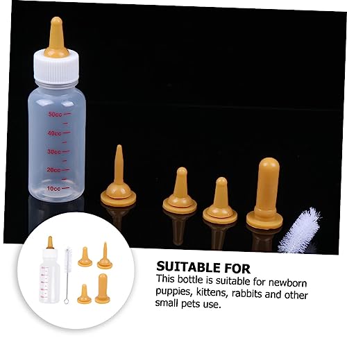 ORFOFE 1Set Pet Nursing Bottle Feeding Kit for Puppies and Kittens Includes Nipples Bottle Cleaning Brush Safe Food Grade for Small Pets - Thumbnail 3