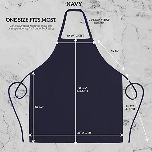 Image of GREEN LIFESTYLE 12 Pack Professional Chef Apron - Grilling Aprons for Men, Waterproof Cooking Apron for BBQ, Work or Restaurant Use, Kitchen Aprons for Women - Navy, No Pockets