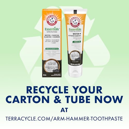 Arm & Hammer 40002 Essentials Fluoride-Free Toothpaste Whiten + Activated Charcoal-4 Pack Of 4.3Oz Tubes thumb #7