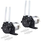 Diitao 2PCS 12V DC Dosing Pump Peristaltic Dosing Head Low Flow Peristaltic Pump Liquid Small with Connector for Aquarium Lab Analytic Black
