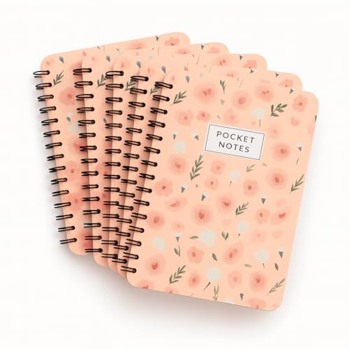 Image of mudrit Pocket Size Notebook, Small Spiral Diary, 120 Plain Pages, 90 GSM ideal for Gratitude List, Daily Goals Planner, To Do List Organiser, Size A6 (Pack of 5 - Peach)