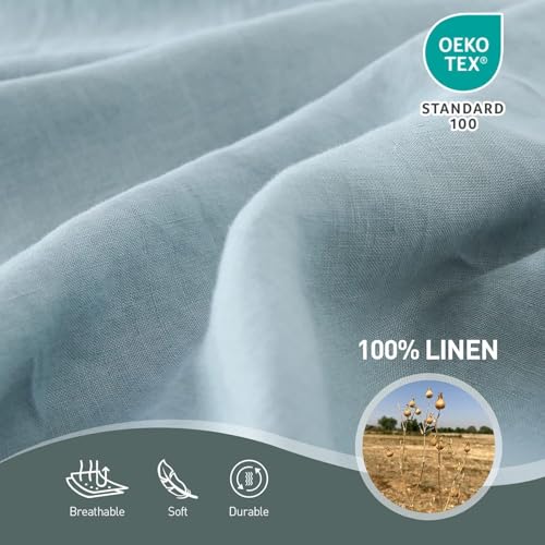 Housse de couette 100 % lin lavé de qualité supérieure pour lit double - 6