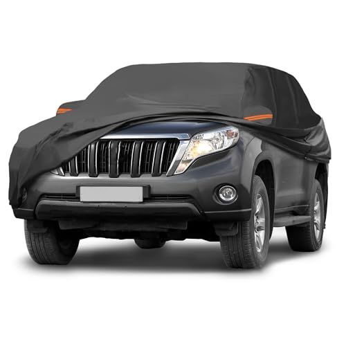 Image of Black Heavy Duty Waterproof Car Cover for SUV 191 inch-199 inch - All-Weather UV Protected Outdoor Full Exterior Cover with Sun /Snow /Rain Resistance