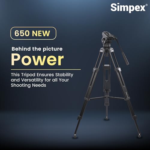 Image of Simpex Tripod 650,Professional Heavy Duty Tripod with Upload Upto 15 kg, Comes with Carry Bag