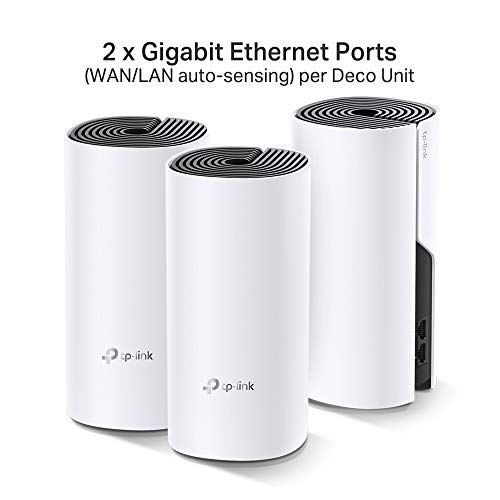 Deco M4 Whole Home Mesh Wi-Fi System, Up to 4000 sq ft Coverage, Qualcomm CPU, Dual-Band AC1200 with Gigabit Ports, Compatible with Amazon Echo/Alexa, Parent Control, Pack of 3 - Powerline - Immagine 1