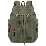Bluboon Canvas Vintage Backpack PU Leather Casual Bookbag Men Rucksack