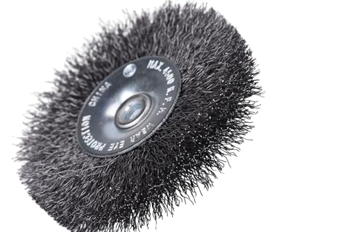 Image of Century Drill & Tool 76423 2.5 inch Durable Fine Crimped Radial Wire Brush, 1 /4 inch Drill Shank, 4,500 RPM - Ideal for Rust /Paint Removal, Deburring, & More