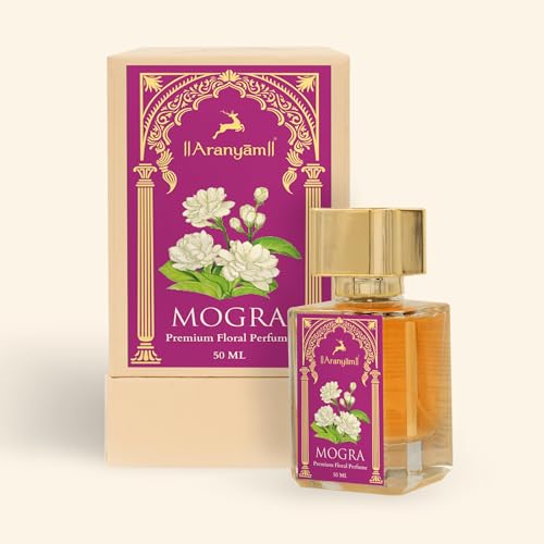 Image of Aranyam Perfumes Mogra Premium Floral Perfume for Women Long Lasting Fragrance 50ml (Eau De Parfum) Gift for Women, No Synthetic Chemicals, Alcohol Free, Liquid