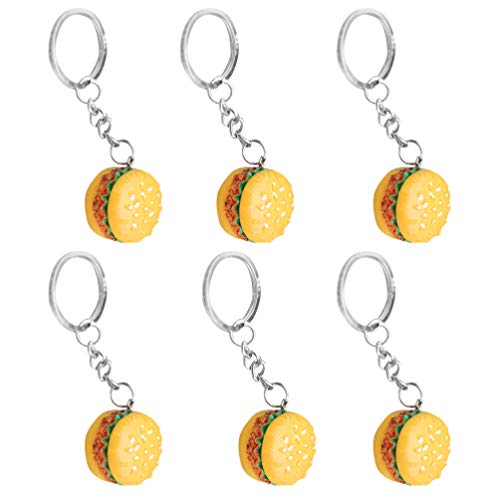 Garneck 6Pcs Ham- Burger Key Chain Fast Food Cheeseburger Burgers