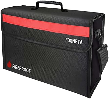 Fosneta Fireproof Document Bag, 16.5x11x5.5 inches Large Fireproof Bag, Fireproof Document Box and Fire Safe Waterproof Safe Box to Protect Important Documents, Fireproof Containers for Documents