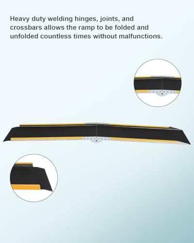 Rampas de carga con superficie antideslizante, 70,9" L x 9,8" A x 1,6" H, rampa portátil de aluminio para ATV y motocicletas, capacidad de 600 lb, para motocicletas, tractores, cortadoras de césped y sopladores de nieve (1 unidad) miniatura 6