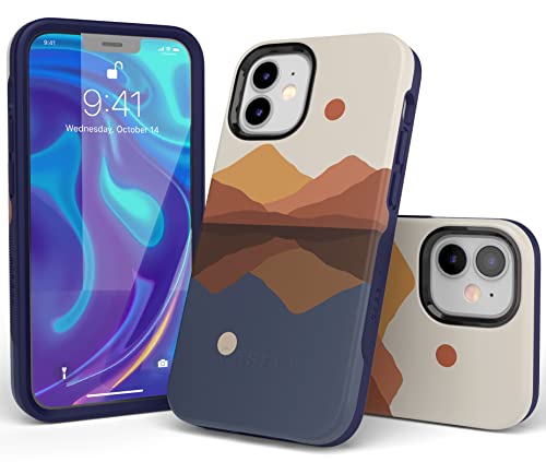 Casely Iphone 12 Mini Case | Compatible With Magsafe | Opposites Attract | Day & Night Colorblock Mountain Case #TOP1